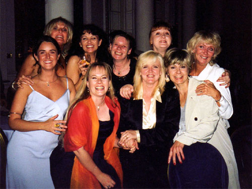Lyn Paul pictured with all the Mrs. Johnstones.