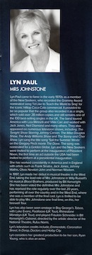 Biography of Lyn Paul from the Blood Brothers programme (New Theatre, Oxford).