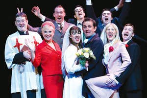 Mrs. Johnstone and the 'Blood Brothers' cast: the wedding (Act 2).