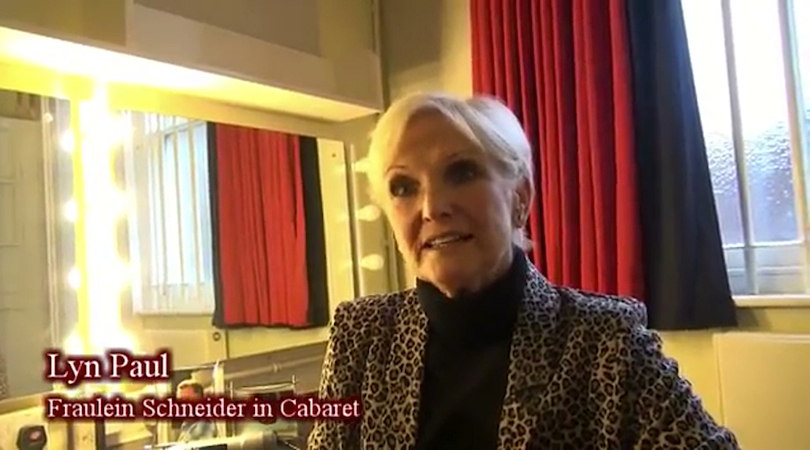 Lyn Paul being interviewed in Dressing Room No. 3 at the Grand Theatre, Wolverhampton.