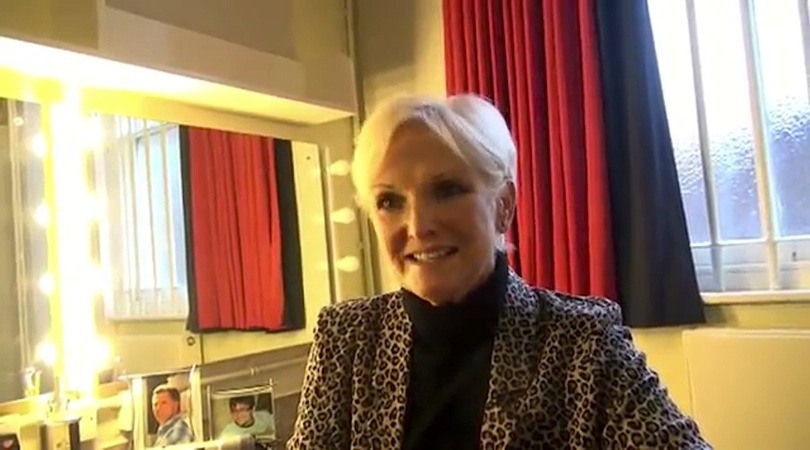 Lyn Paul being interviewed in Dressing Room No. 3 at the Grand Theatre, Wolverhampton.