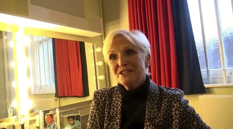 Lyn Paul being interviewed in Dressing Room No. 3 at the Grand Theatre, Wolverhampton.
