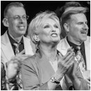 Lyn Paul and the cast of 'Class Act 2' on stage at the Theatre Royal, Windsor, 20th March 2016.