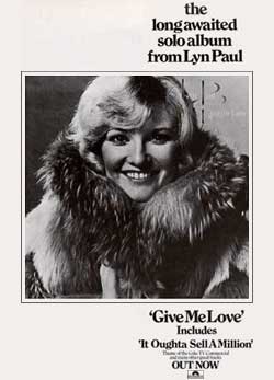 Advertisment for Lyn Paul's album "Give Me Love".