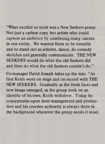 New Seekers' Biogram.