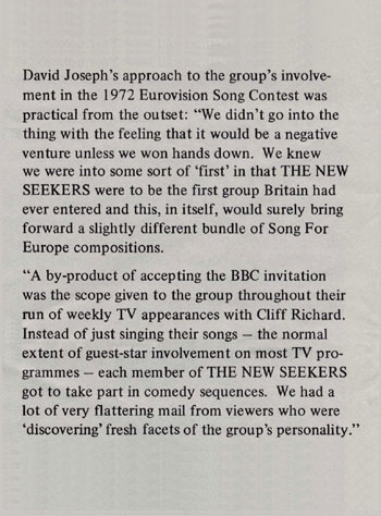 New Seekers' Biogram.