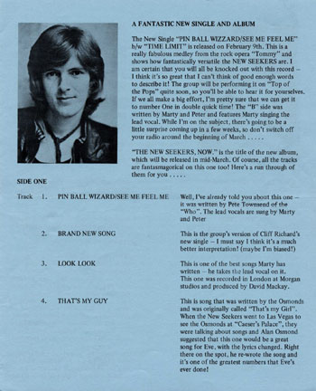 New Seekers' Official Fan Club Newsletter, Spring 1973.