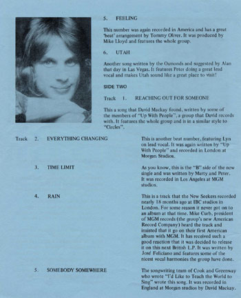 New Seekers' Official Fan Club Newsletter, Spring 1973.