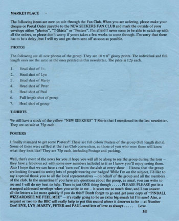 New Seekers' Official Fan Club Newsletter, Spring 1973.