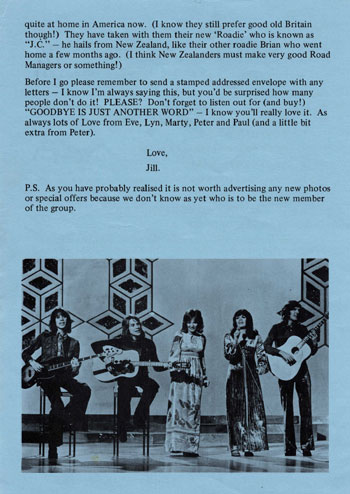 New Seekers' Official Fan Club Newsletter, Summer 1973.