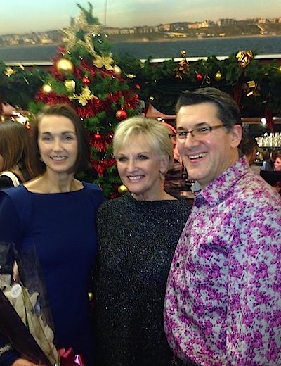 Di Cooke, Lyn Paul and Olly Day pictured after the show on the opening night of The Cromer Christmas Show 2014.